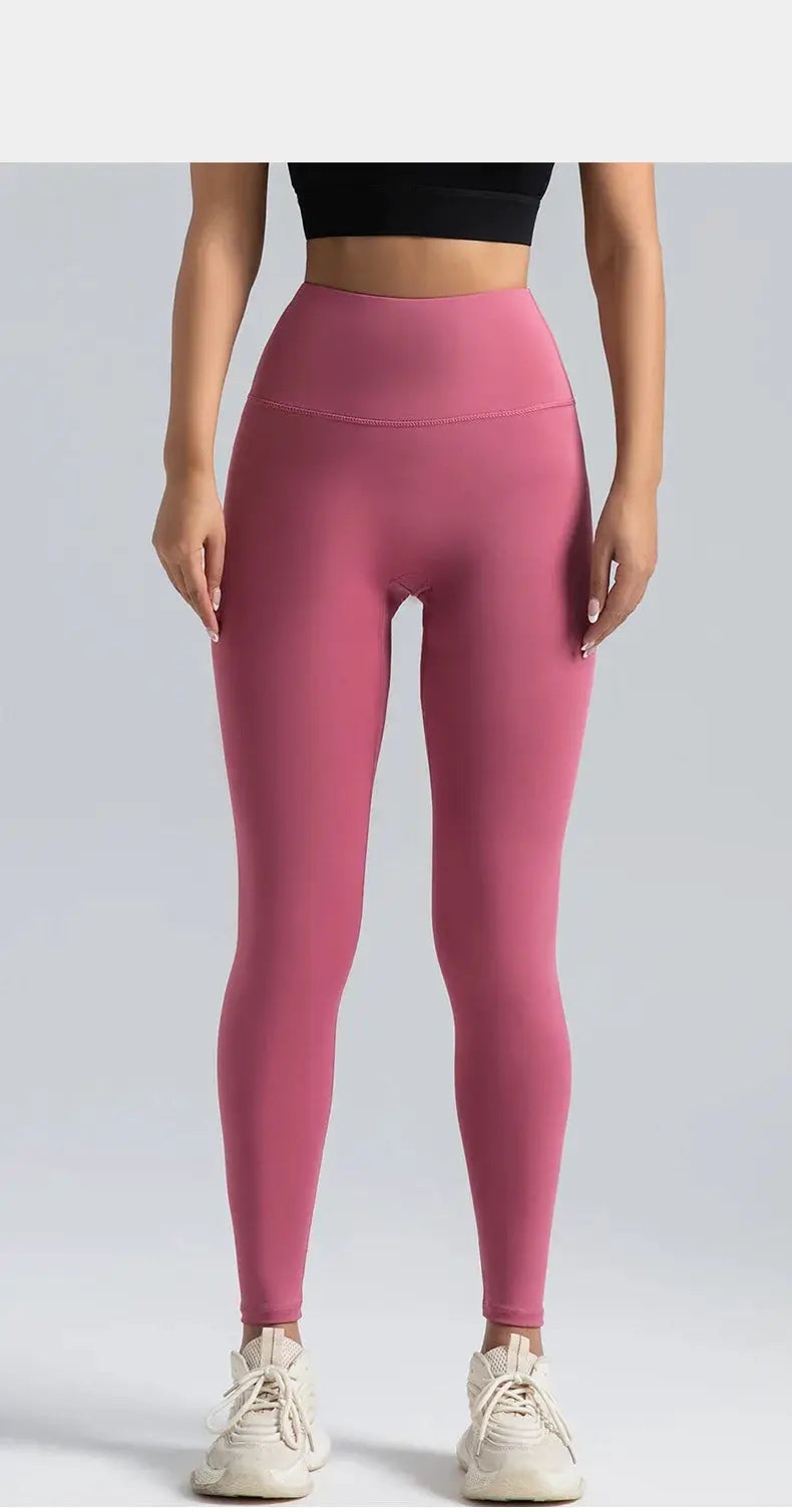 Simples Market pink high-waisted women's yoga leggings with abdominal compression