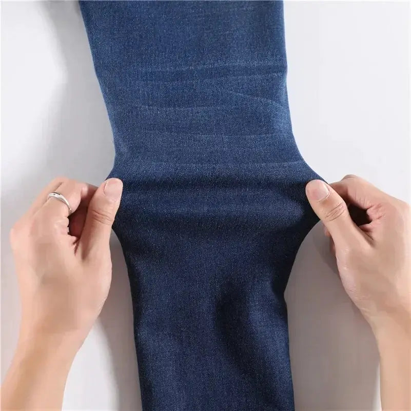 Women Thermal Skinny Jeans With Plush Lining Warm Winter Denim Pants
