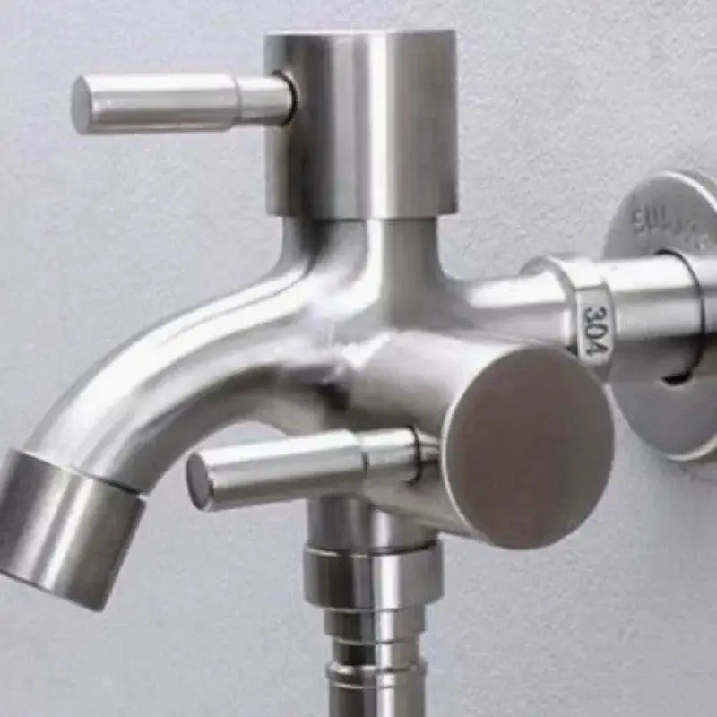Simples Market dual-spout stainless steel faucet for laundry sink and washing machine connections