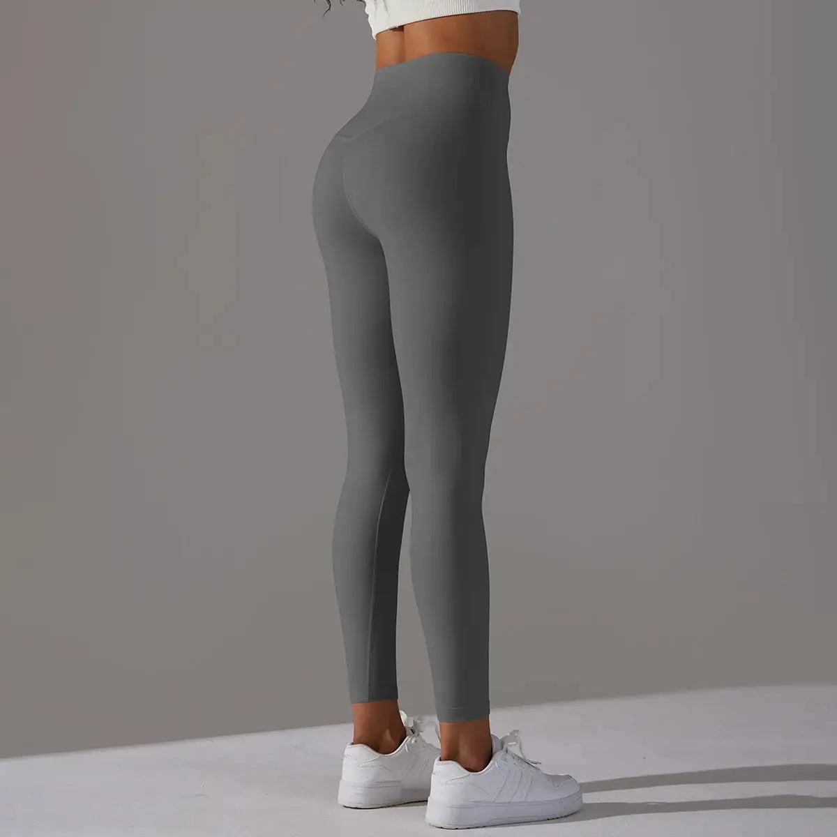 Women High Waist Leggings For Yoga And Running Fitness Ankle Length Nylon Elastane Tight Gym Pants