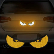 Reflective car stickers, 2pcs set, Simples Market, yellow devil-eye design for rear bumper with honeycomb pattern