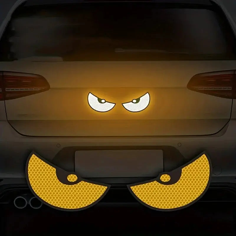 Two Pack Reflective Car Stickers Improve Vehicle Visibility And Safety With Devil Eye Design