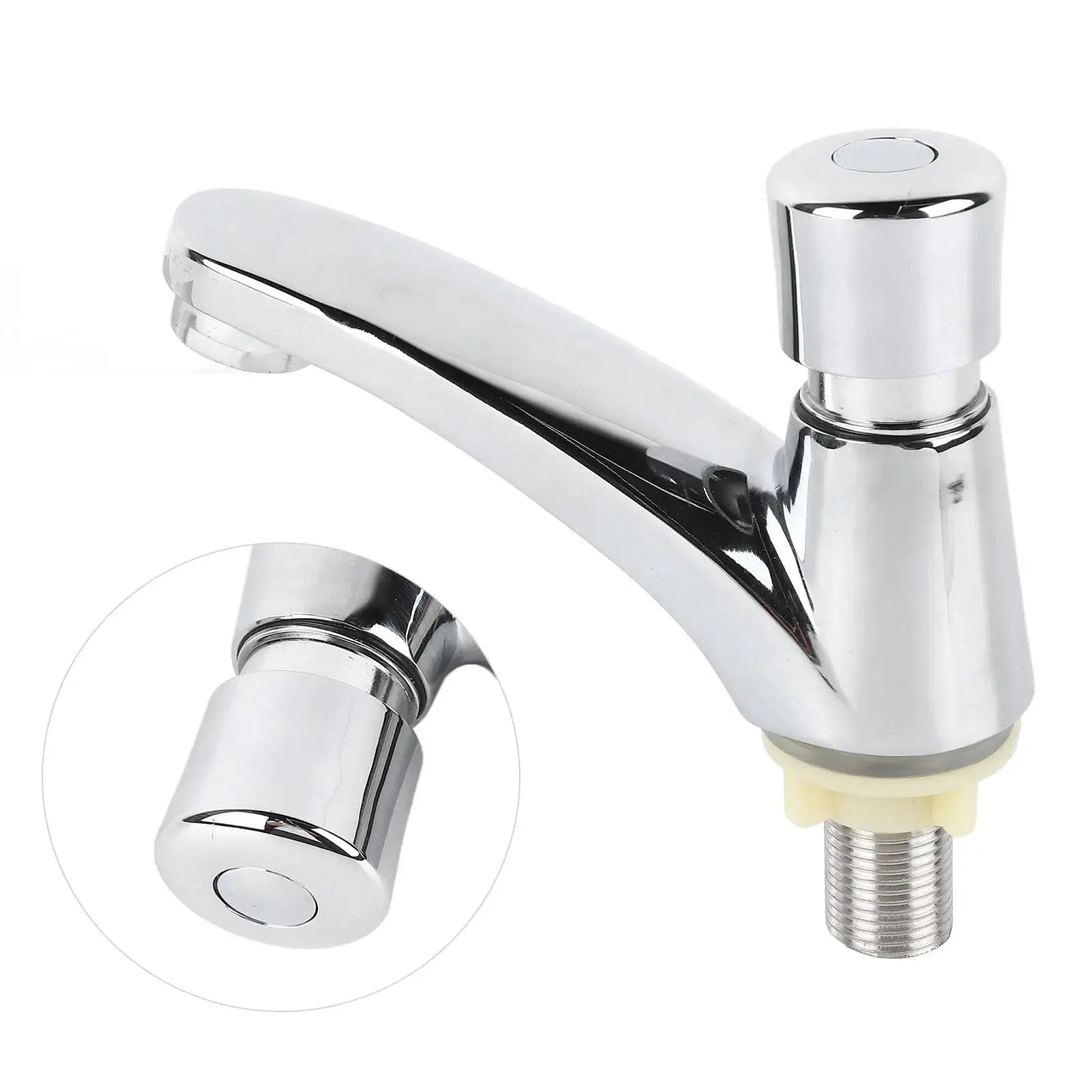 Time Delay Basin Sink Faucet chrome finish copper alloy with push-switch water-saving tap