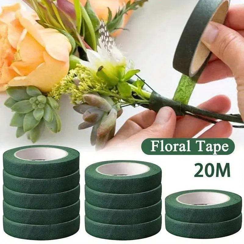 Set of green self-adhesive floral tape rolls, 20m, Simples Market