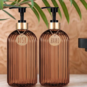 Amber Dish Soap Dispenser Bottle 500ml Reusable Hand Press Kitchen