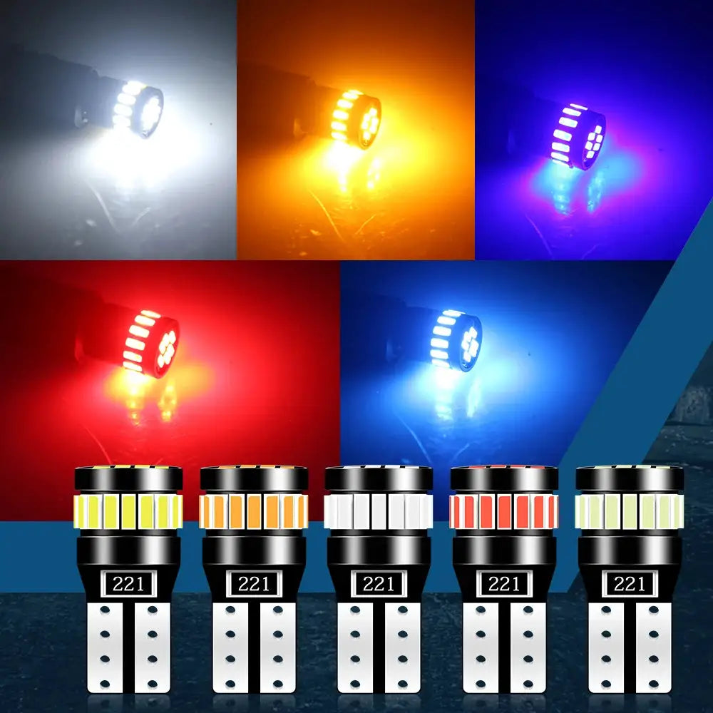 Two Pcs T10 W5W 24LED Canbus No Error 12V Bulbs For Interior Side Light And License Plate Auto White