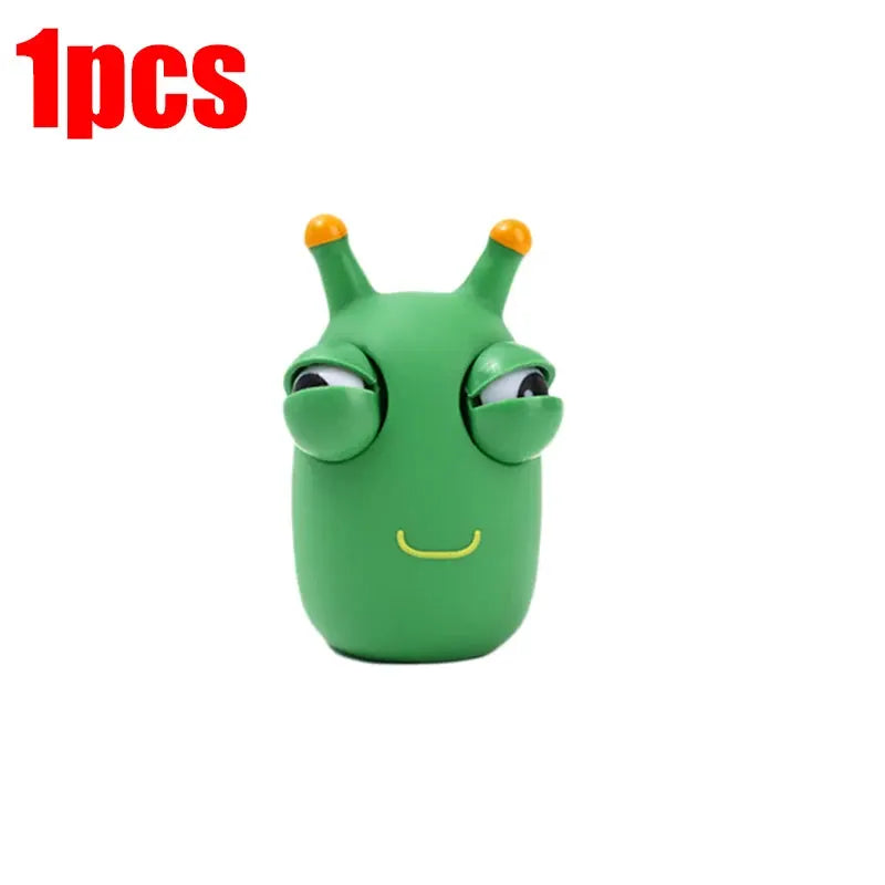 1 To 3 Piece Set Novelty Green Worm Squeeze Toys Eye Fidget For Sensory Stress Relief Kids And Adults Birthday Gifts