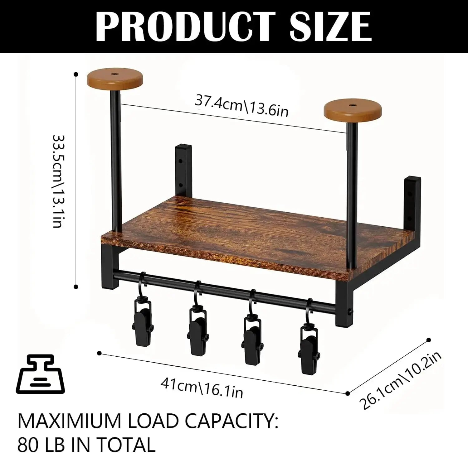 Wooden Motorcycle Helmet Wall Mount With Hooks And Multipurpose Shelf Helmet Display Stand Jacket Holders