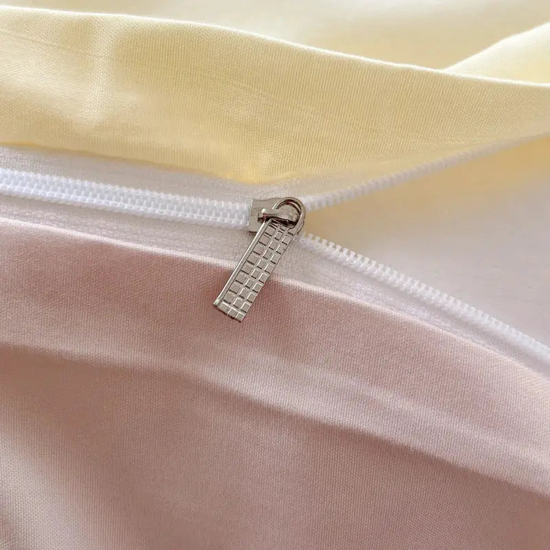 Duvet cover bedding set by Simples Market, 4-piece brush-fabric with zipper; pastel yellow, white and pink