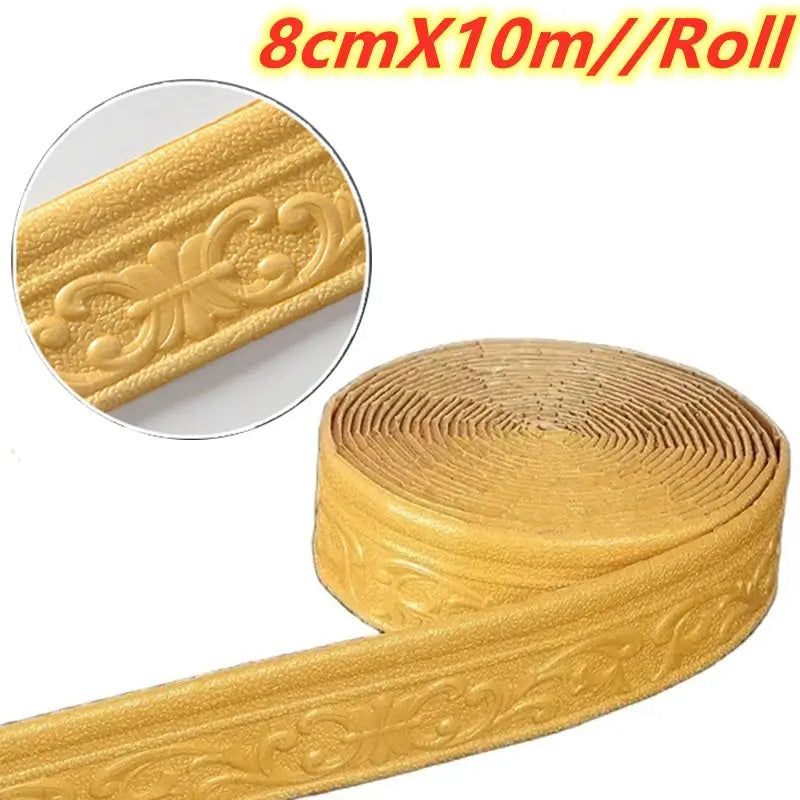 HomeGuard 3D Self Adhesive Waterproof Wall Trim Skirting Border Baseboard 10m Roll Easy Install