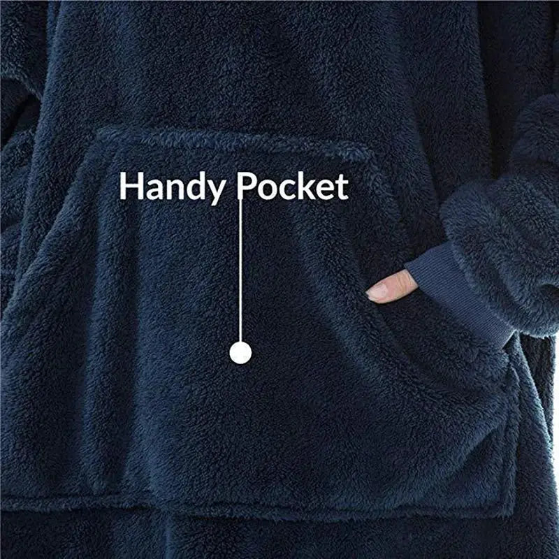 CozyNest Winter Double Faced Fleece Hoodie Blanket Oversized Hoodie With Large Pocket For Women And Men