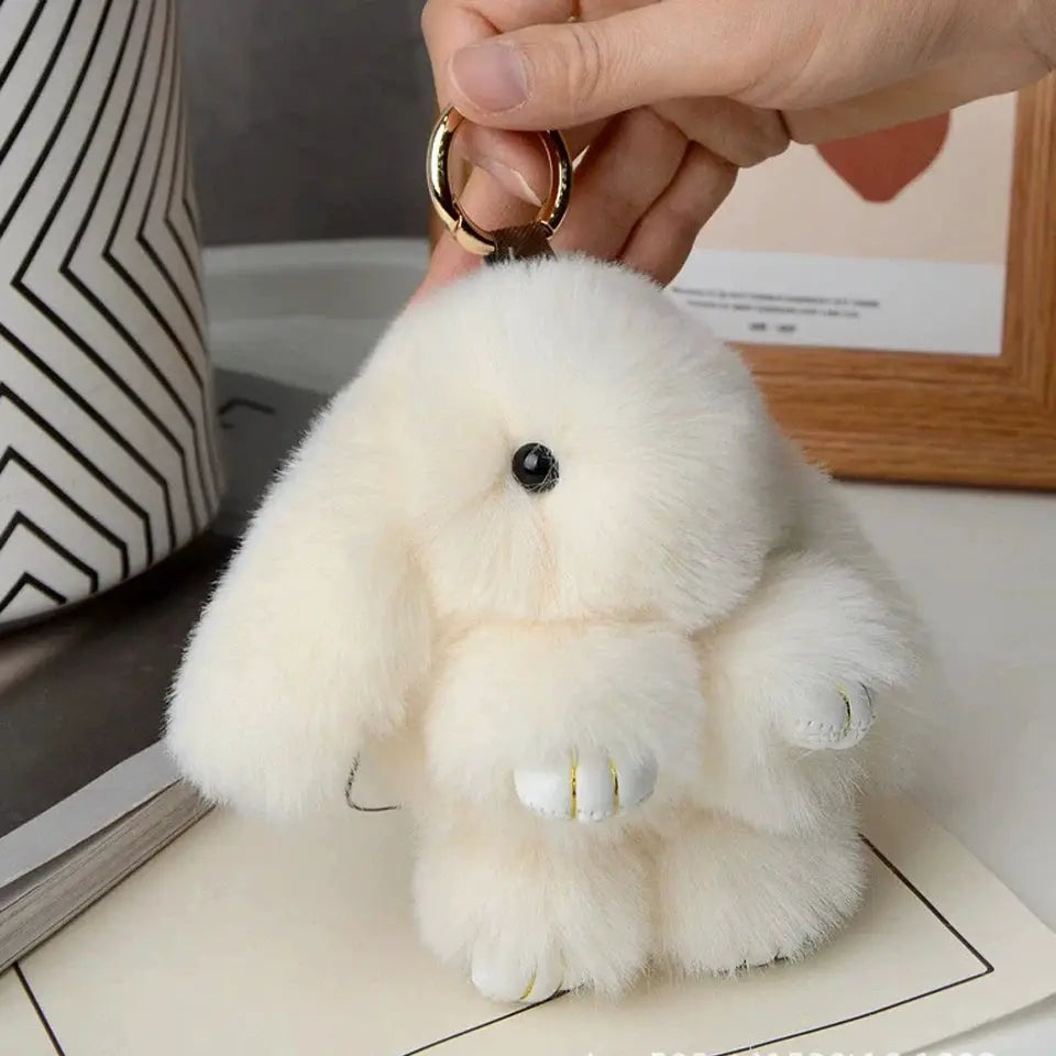 15cm Women's Rabbit Fur Keychain Bag Charm Car Pendant Jewelry Decoration Fashion Accessory
