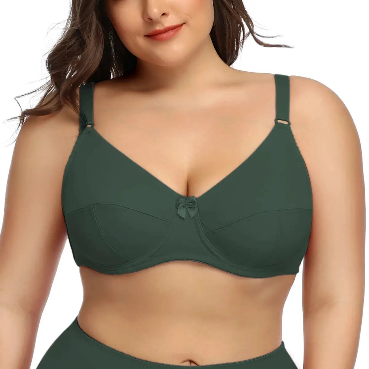 BEAUWEAR plus-size underwire bra in green, unlined with no padding, Simples Market
