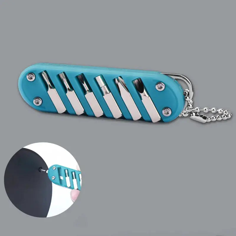 Multifunctional Outdoor Folding Knife With Screwdriver Bits Keychain Tool Stainless Steel Portable Pocket Knife