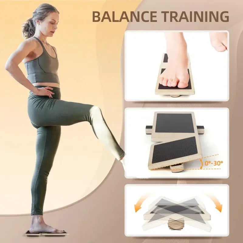Single Foot Balance Board Ankle Strengthener For Physical Therapy And Posture Correction Non Slip Wood Wobble Board