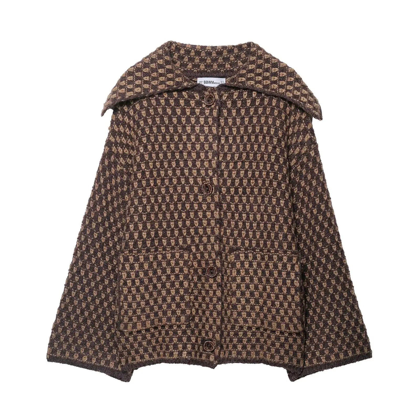 Korean Style Womens Autumn Winter Knit Cardigan Slimming Loose Fit Casual Jacket With Turn Down Collar