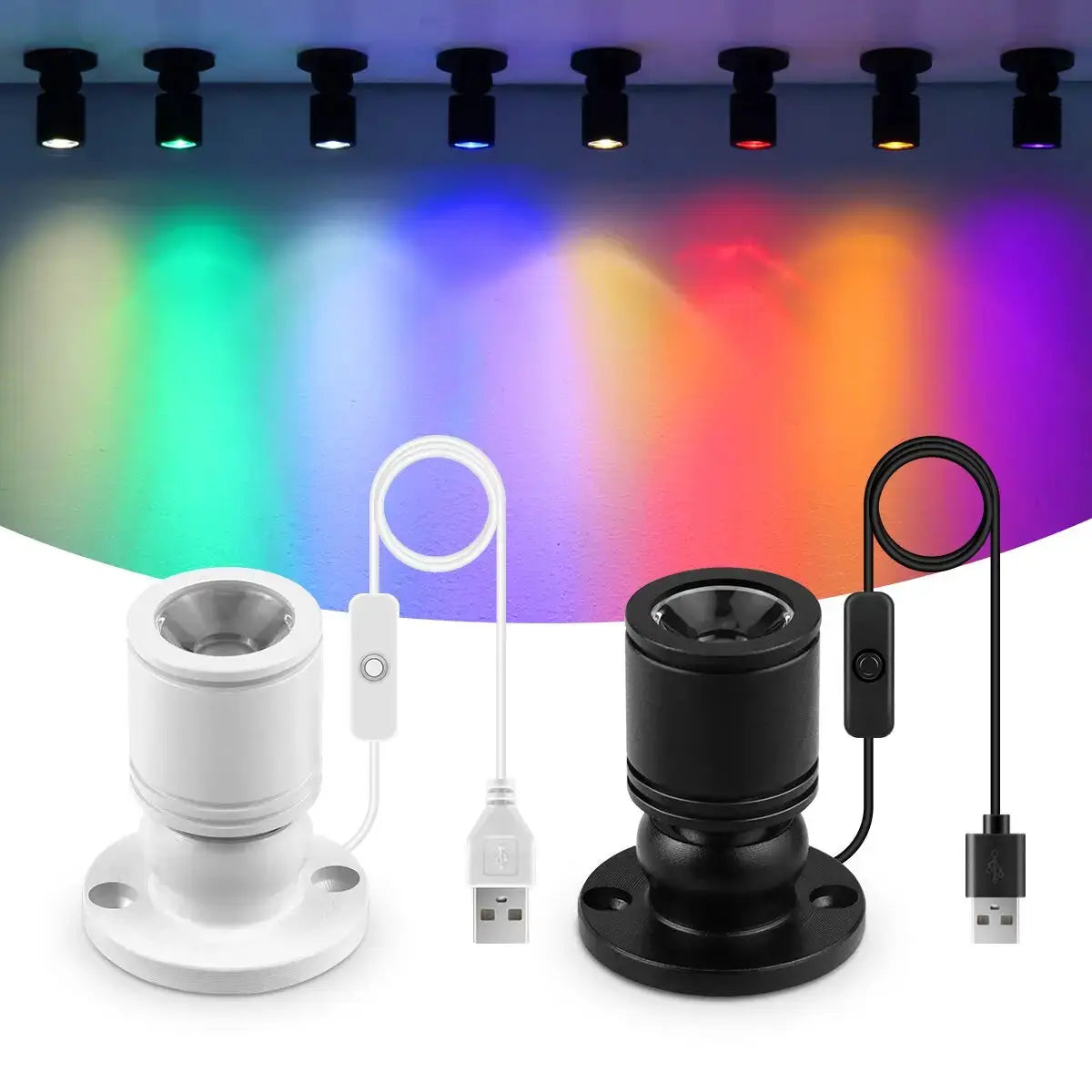 Simples Market USB LED spot light; surface-mounted, rotatable ceiling lamp for jewelry showcases (white & black)