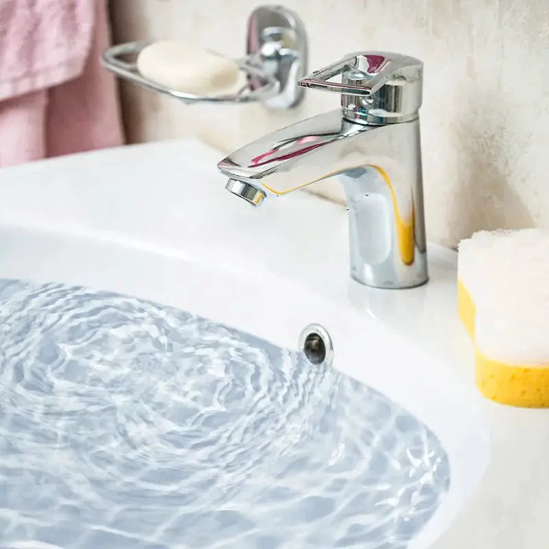 Simples Market 4Pcs plastic sink overflow covers; round drain plugs for kitchen and bathroom basins.