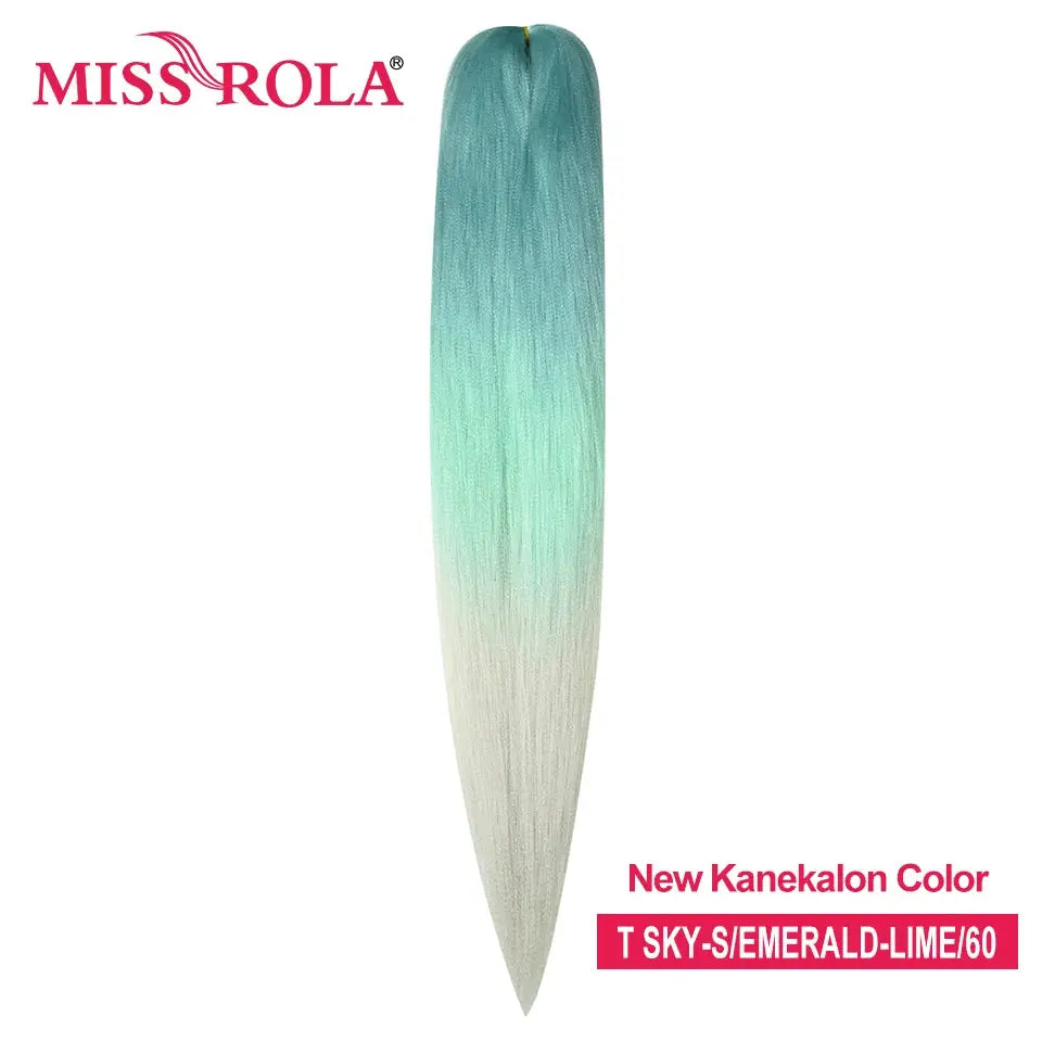 Miss Rola Kanekalon hair extension in emerald-lime gradient, long synthetic braid