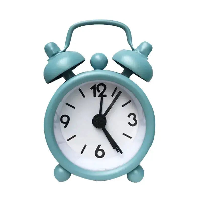Mini Metal Alarm Clock With Blue Quartz Face Portable Desktop Clock For Home Decor And Vintage Charm