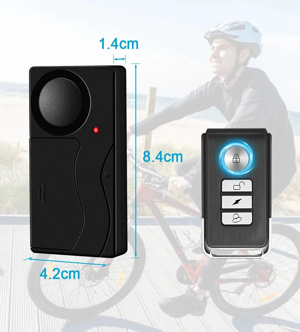 Simples Market wireless vibration alarm system with remote control; black sensor unit and remote, 110dB