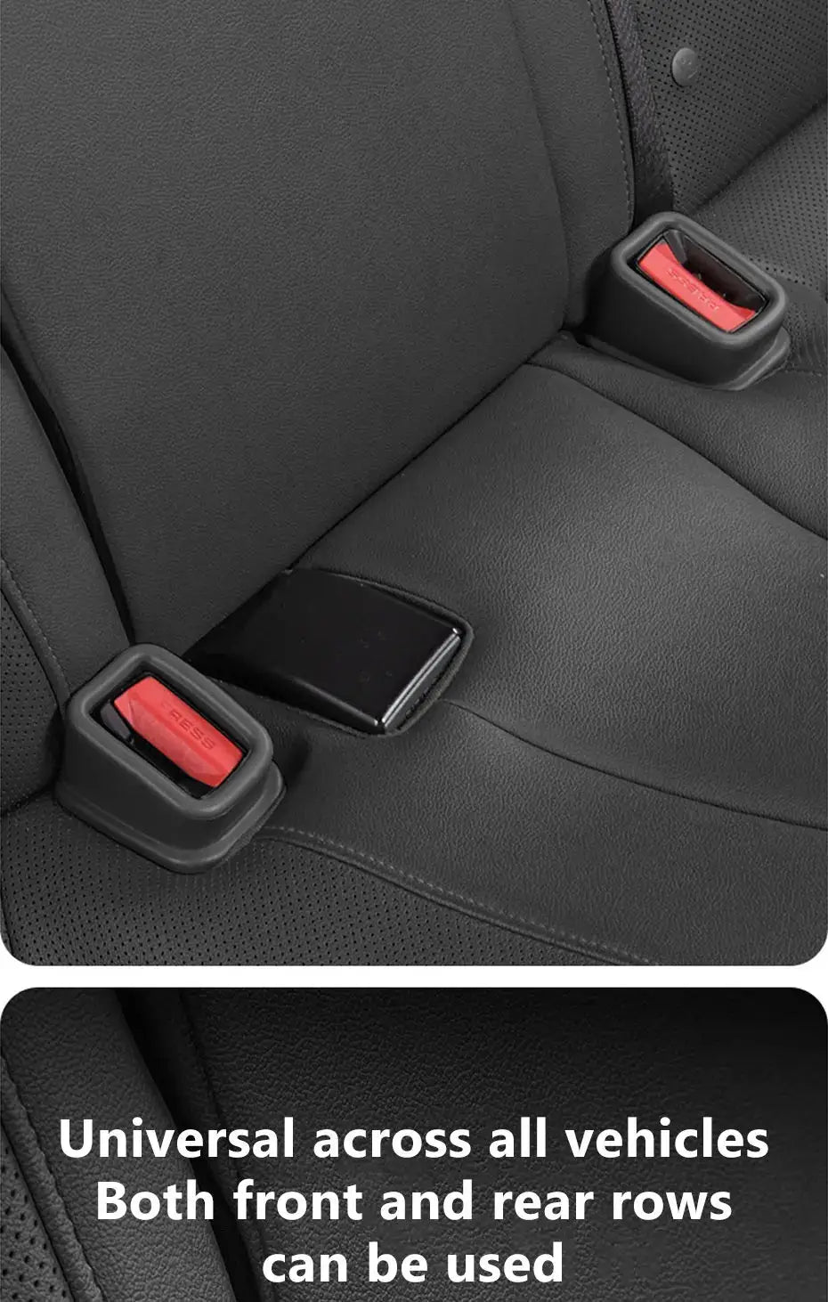 2pcs Simples Market seat belt slot fixers; red silicone anti-slip inserts in black housings for car interiors.