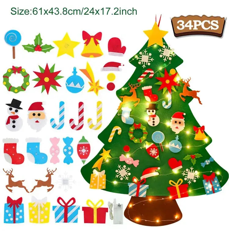 DIY Felt Christmas Tree Decoration Kit For Home Decor Xmas Navidad Noel 2025 Santa Claus Gift For Kids