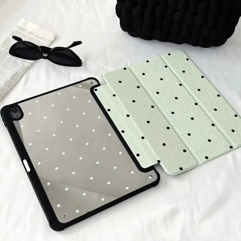 Polka Dot Pro Case Black Polka Dots Trifold Case For iPad Pro Air Mini And Standard Models With Stand Protection
