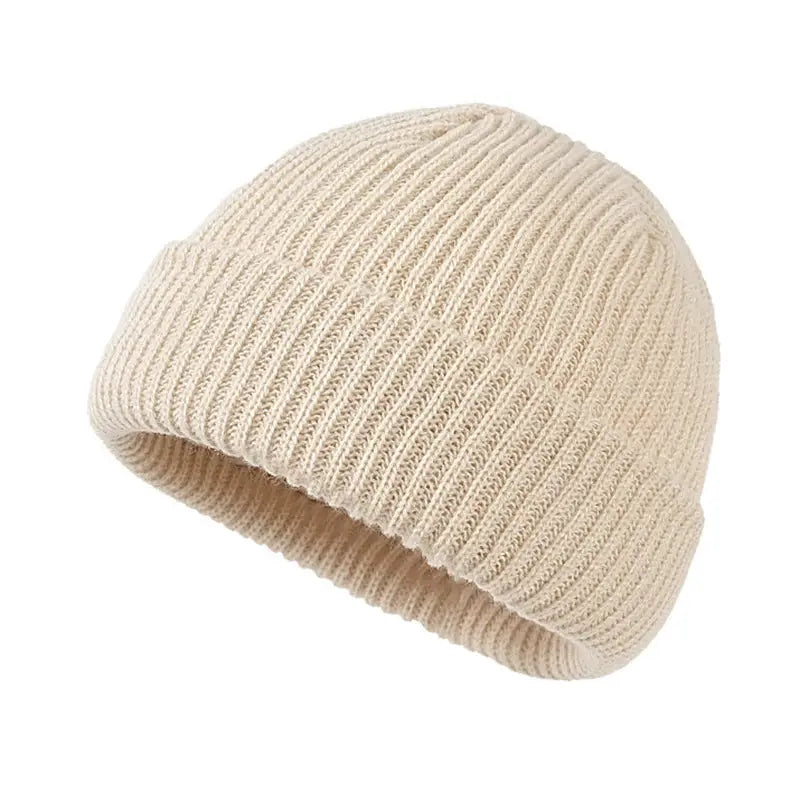 Rimiut Unisex Knitted Beanie Hat Wool Winter Cap Warm Solid Color Fashionable Autumn Men Women
