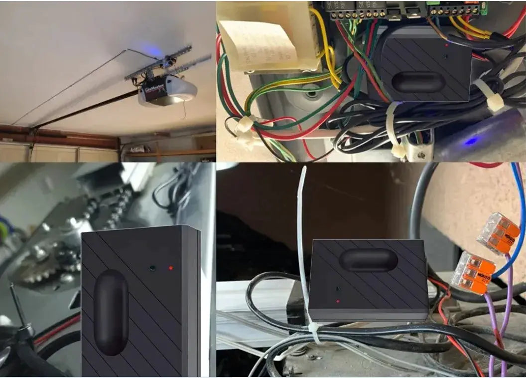 Smart Garage Door Opener by Simples Market, black Tuya-enabled controller with Alexa and Google Assistant