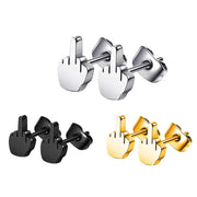 Middle Finger Stainless Steel Earrings Unisex Ear Hoops for Men and Women Bold Statement Jewelry