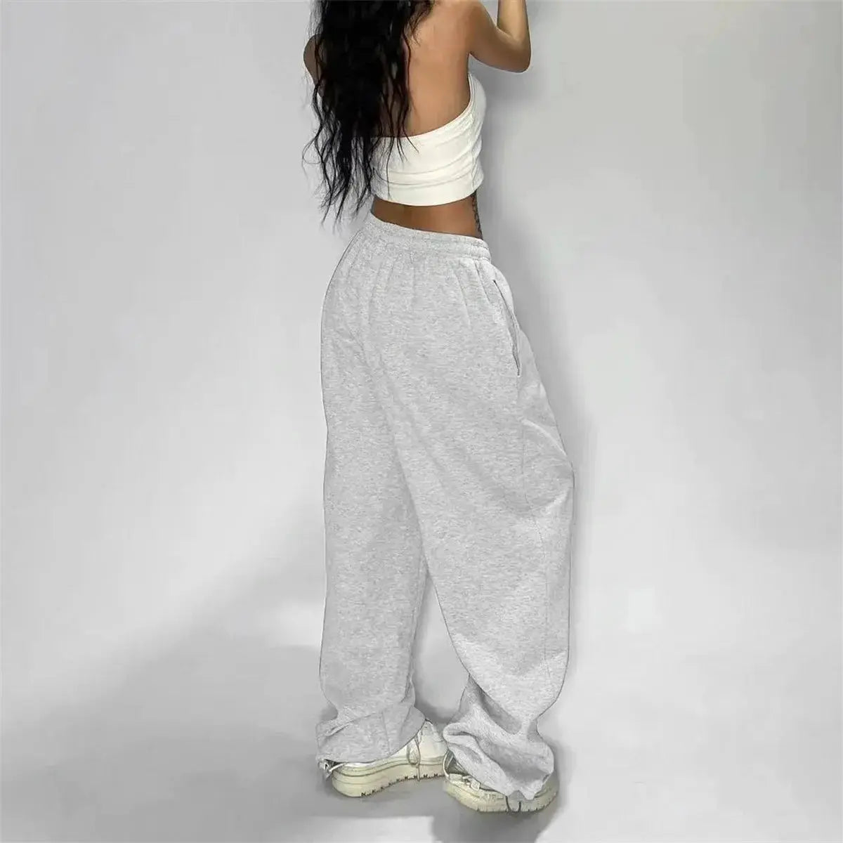 Harajuku Women Wide Leg Sweatpants For Spring And Fall Oversized Comfort In Smooth Polyester