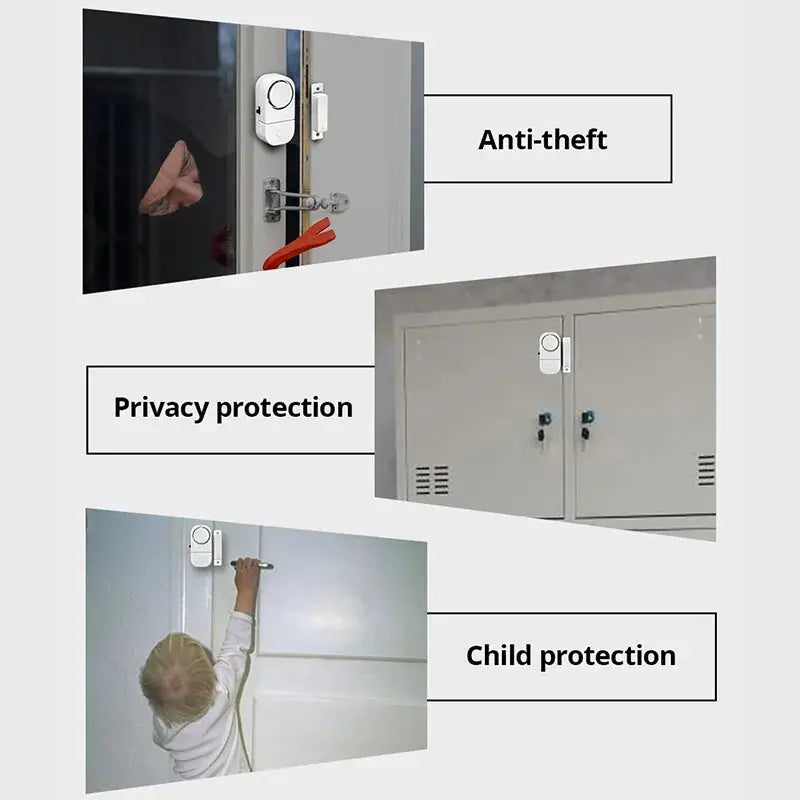 Simples Market white door magnetic sensor alarm, 90dB wireless anti-theft system (3 views)