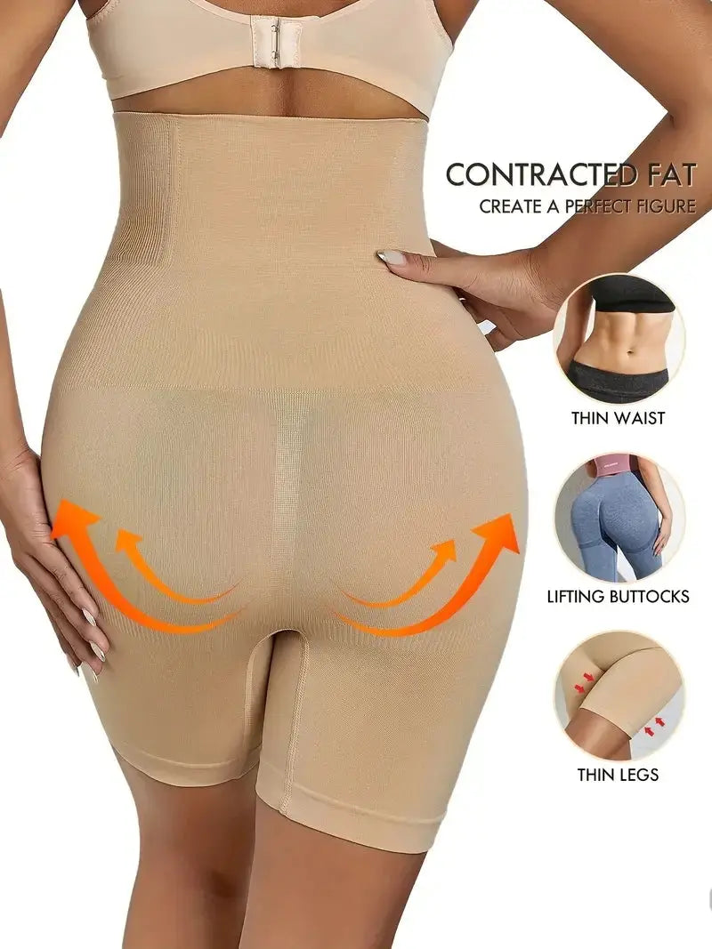 Simples Market high-waist shaping boyshorts in nude; tummy control and butt lifting shapewear
