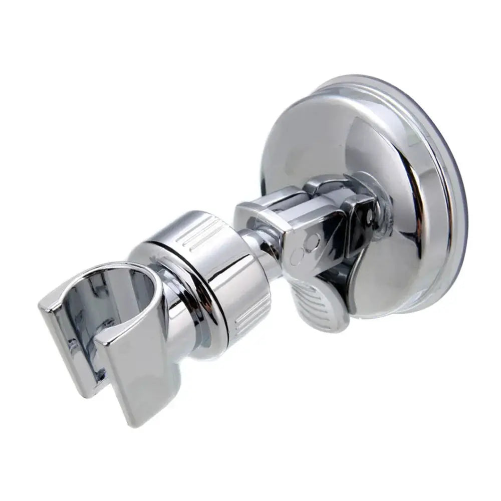 Shower head holder by Simples Market, chrome finish with suction cup wall mount, 360° adjustable.