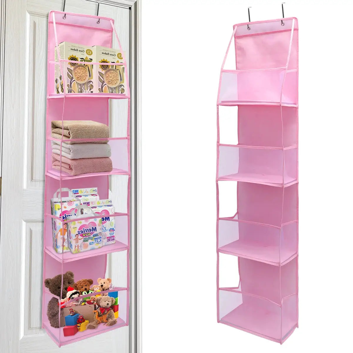 Over the Door Hanging Organizer 4 Or 6 Layer Storage for Cosmetics Nursery Bathroom Closet Bedroom Dorm