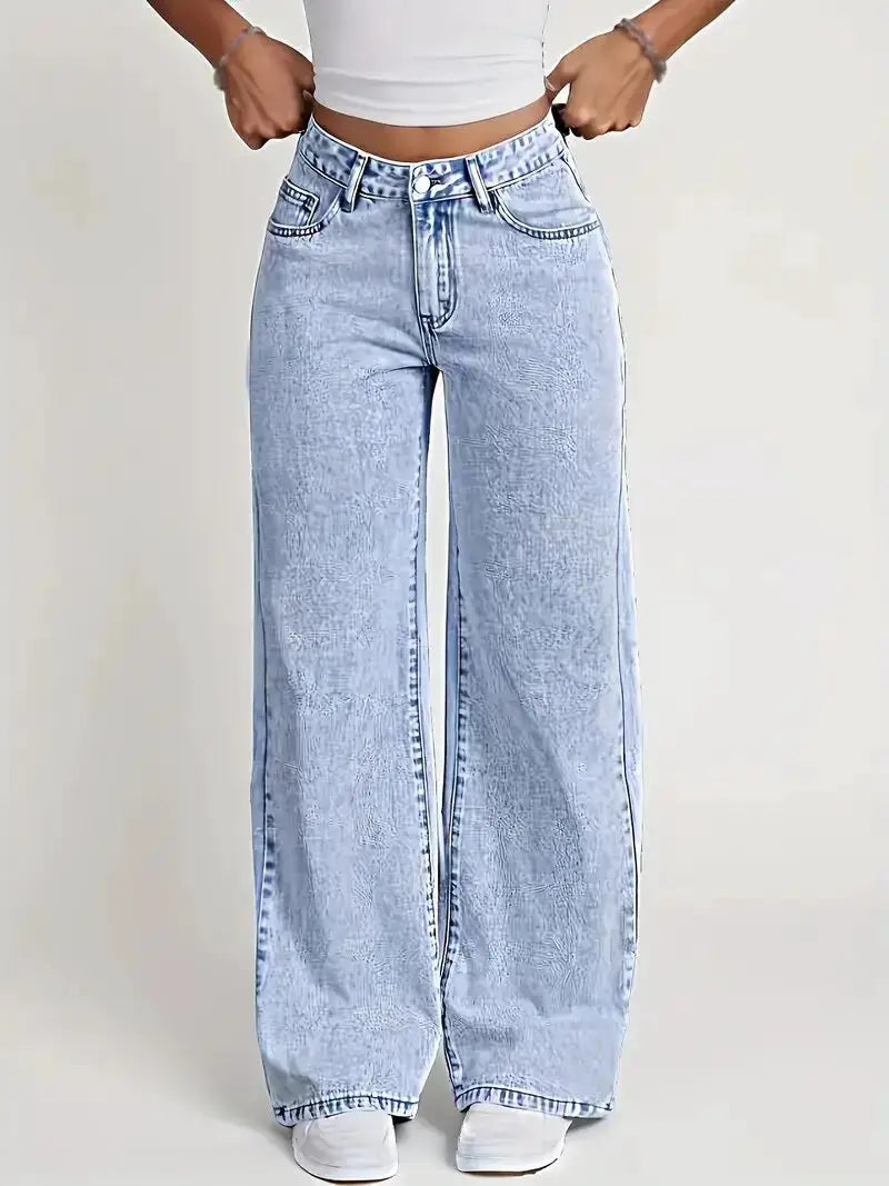 2026 Womens Loose Wide Leg Denim Jeans Baggy Streetwear All Season