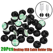 10 Or 20 Piece Silicone Cable Clips Organizer For Desktop And Car Cables USB Chargers And Tablet Wires