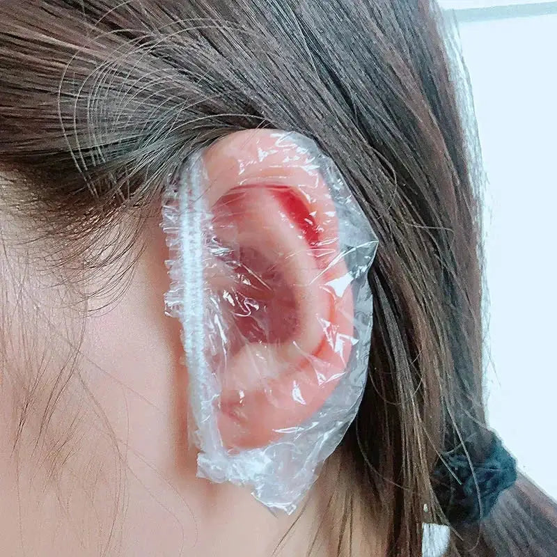 AquaShield 100 Count Disposable Hair Dye Earmuffs Waterproof Ear Covers For Hairdressing And Shower Protection