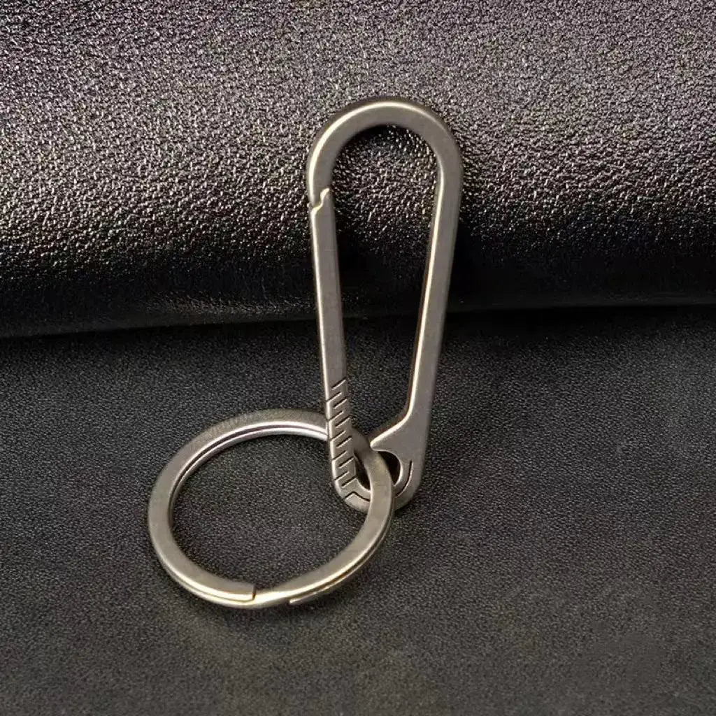 Titanium alloy quick-release carabiner keychain with circular keyring