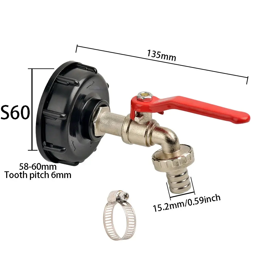 IBC Tank Tap Adapter S60x6 Coarse Thread To 16mm Quick Connect Brass Alloy Replacement Valve Garden Home Fitting Faucet