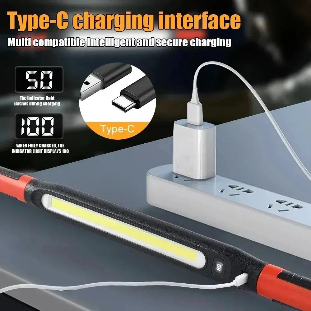 Super Bright Magnetic Work Light With 5200mAh Rechargeable Battery For Underhood Car Repair And Outdoor Lighting