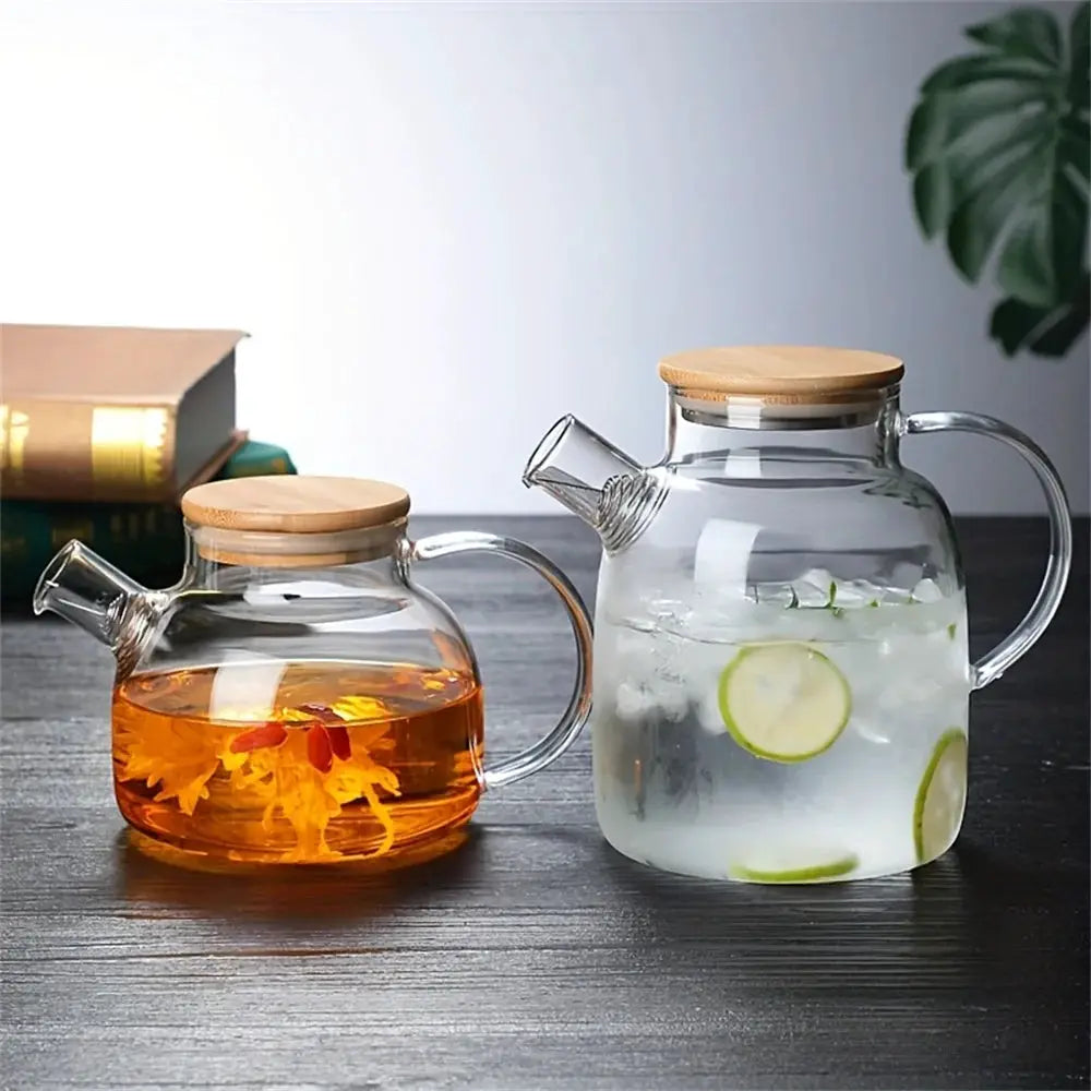 ClearView Glass Teapot 1.8L Large Capacity High Temperature Resistant for Steamed Juice Fruit Infusions and Iced Tea