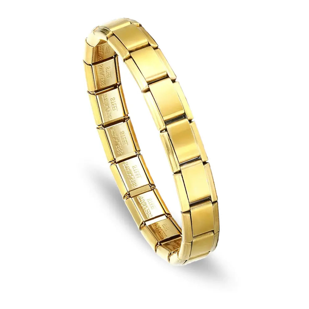 Yupsk Trendy Square Italy Stainless Steel Bracelets For Women And Men Hip Hop Metal Modules Stretchable Gift Jewelry