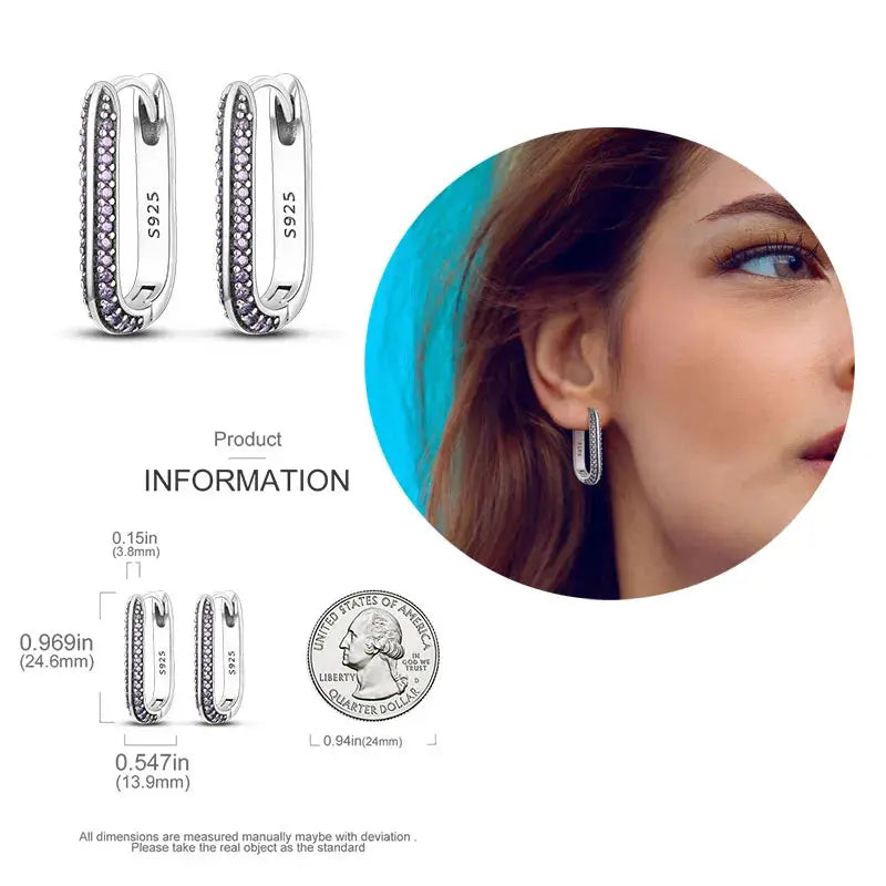 925 Silver Hoop Earrings For Women Zircon Heart Shape Star Eardrops Original Fashion Jewelry