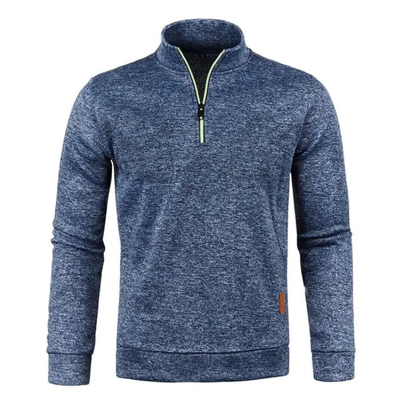 Autumn Men's Half Zip Sweatshirt With Turtleneck Long Sleeve Solid Color Streetwear Winter Warm Jacket