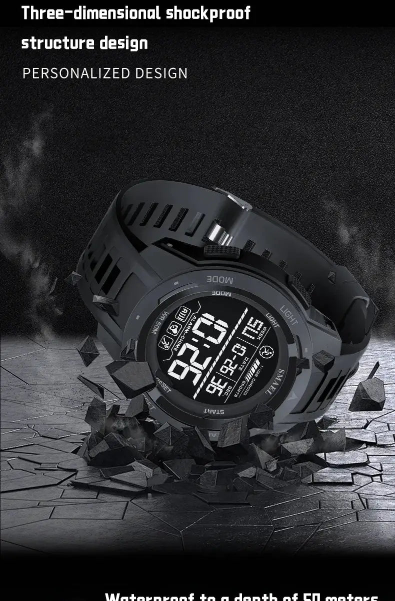 SMAEL 8105 Digital Watches Sports LED Wristwatches Men's 50m Waterproof Watch Digital Light Stopwatch Watch for Men