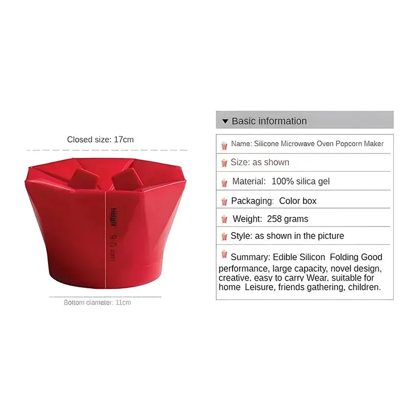 Foldable Silicone Popcorn Bowl Collapsible Microwave Safe Mess Free DIY Popcorn Maker Kitchen Tool