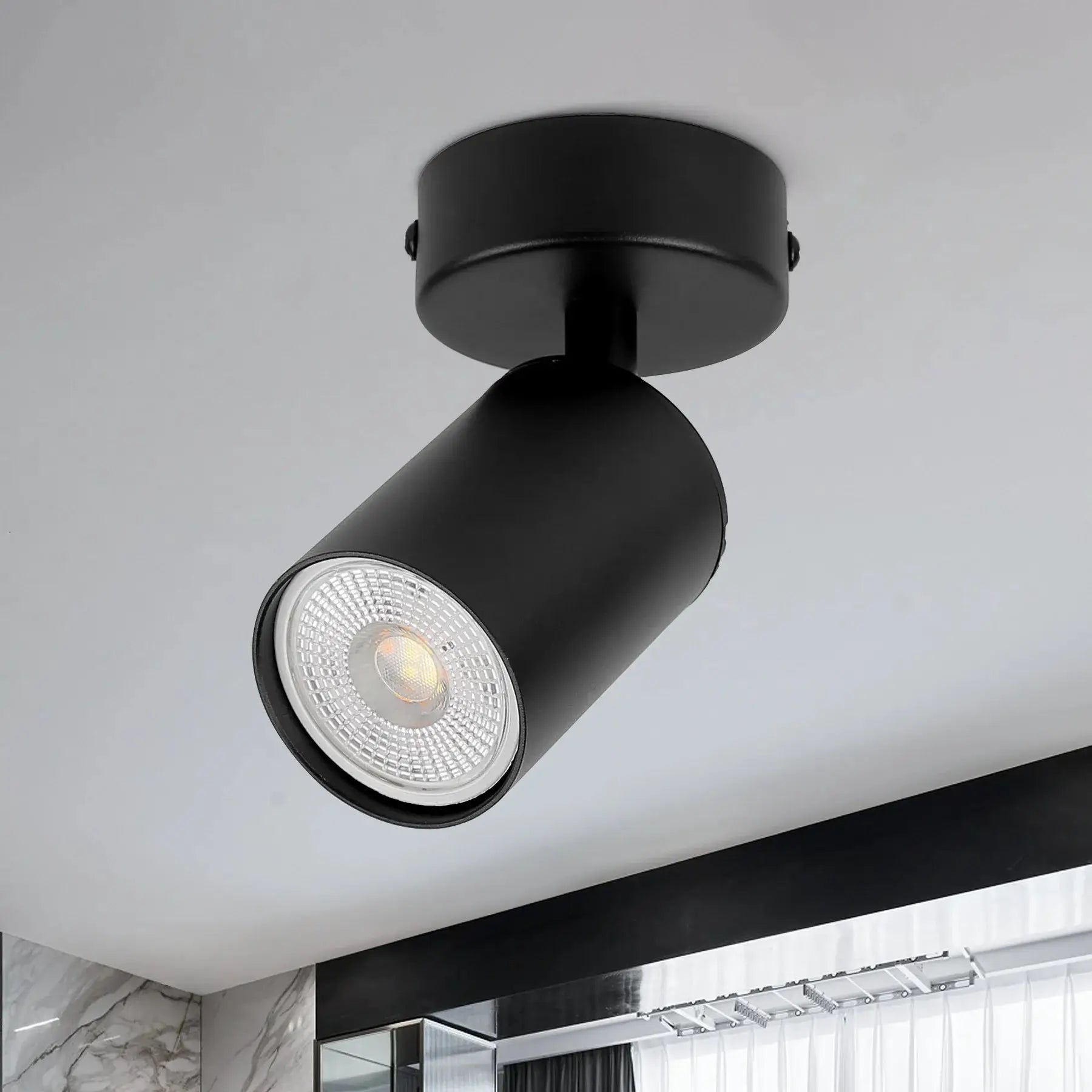 LED ceiling spot lamp by Simples Market, black metal cylindrical GU10 spotlight for hallway and home decor