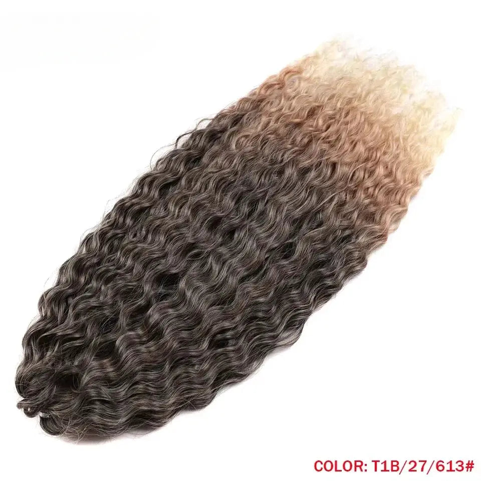 Ariel synthetic twist crochet hair 22 inch water wave extensions, ombre brown to blonde, curly